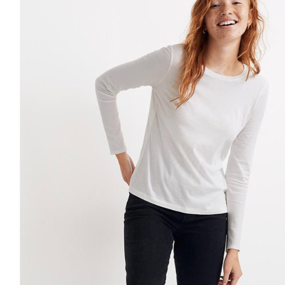 Madewell White Northside Long Sleeve Tee 3X